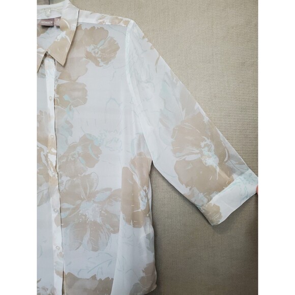Chico's Sheer Chiffon Floral Print Button-Up Tunic Size 3 (XL) - Picture 2 of 6